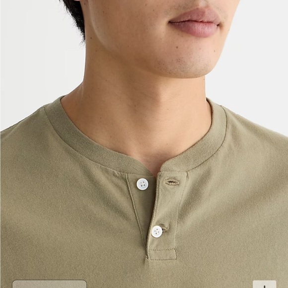 J crew Short-sleeve sueded cotton henley dusty fatigue - Picture 3 of 5